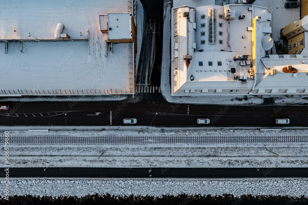 Fototapeta premium Dronephoto city on street