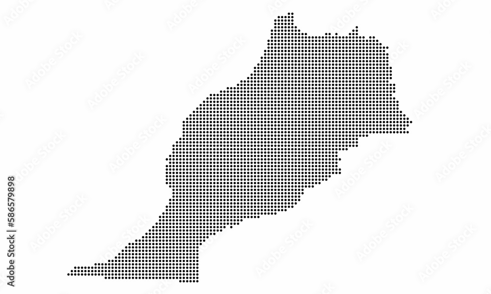 Morocco dotted map with grunge texture in dot style. Abstract vector illustration of a country map with halftone effect for infographic. 
