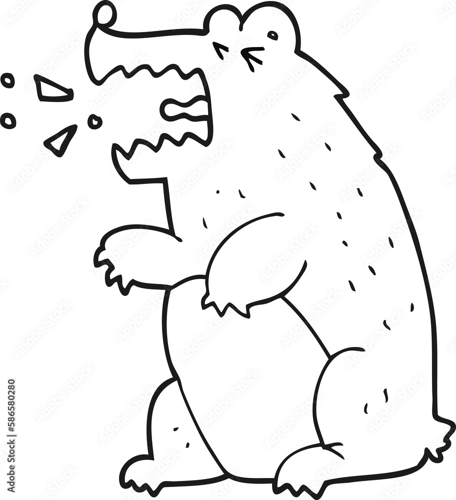 black and white cartoon bear black and white cartoon bear