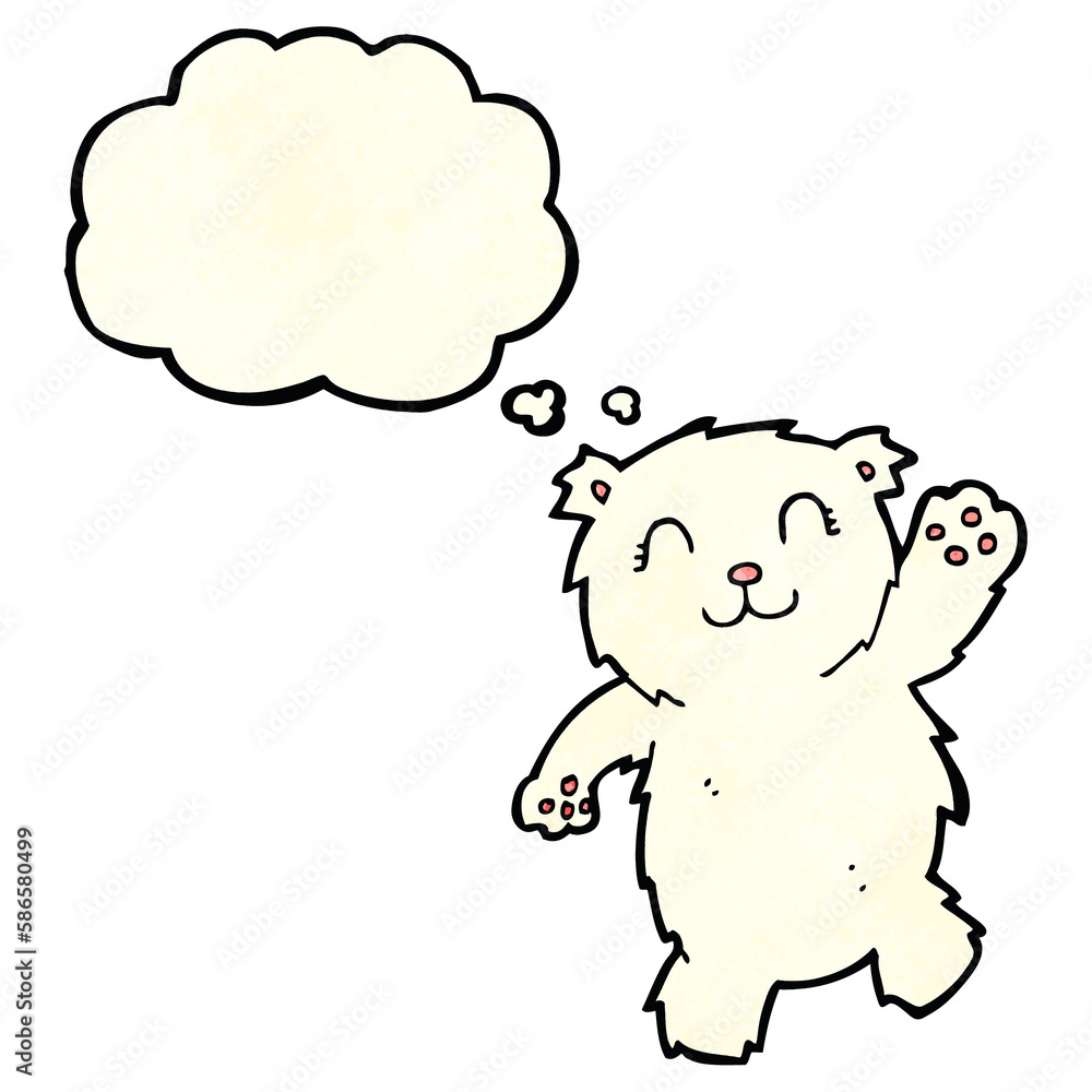 cartoon waving polar bear with thought bubble cartoon waving polar bear with thought bubble