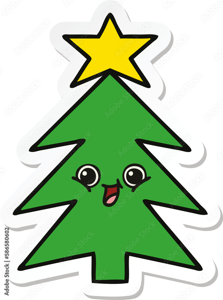 sticker of a cute cartoon christmas tree sticker of a cute cartoon christmas tree