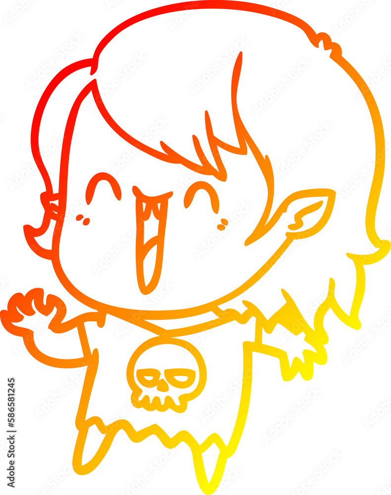 warm gradient line drawing cute cartoon happy vampire girl warm gradient line drawing cute cartoon happy vampire girl