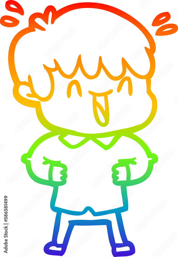 rainbow gradient line drawing cartoon laughing boy rainbow gradient line drawing cartoon laughing boy