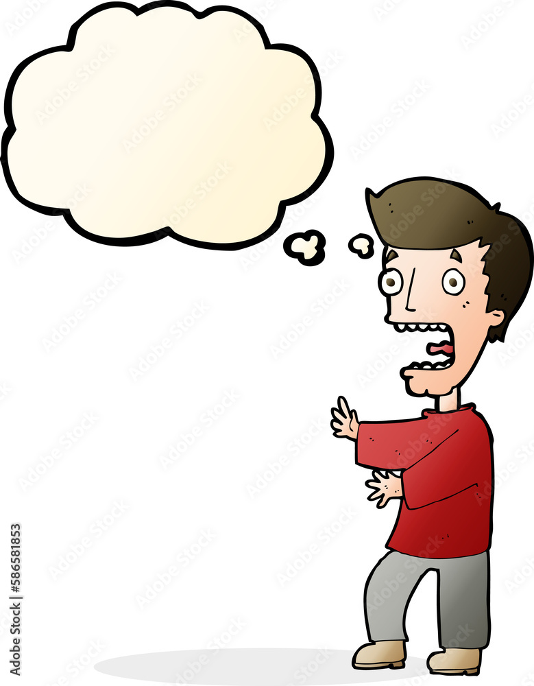 cartoon terrified man with thought bubble cartoon terrified man with thought bubble