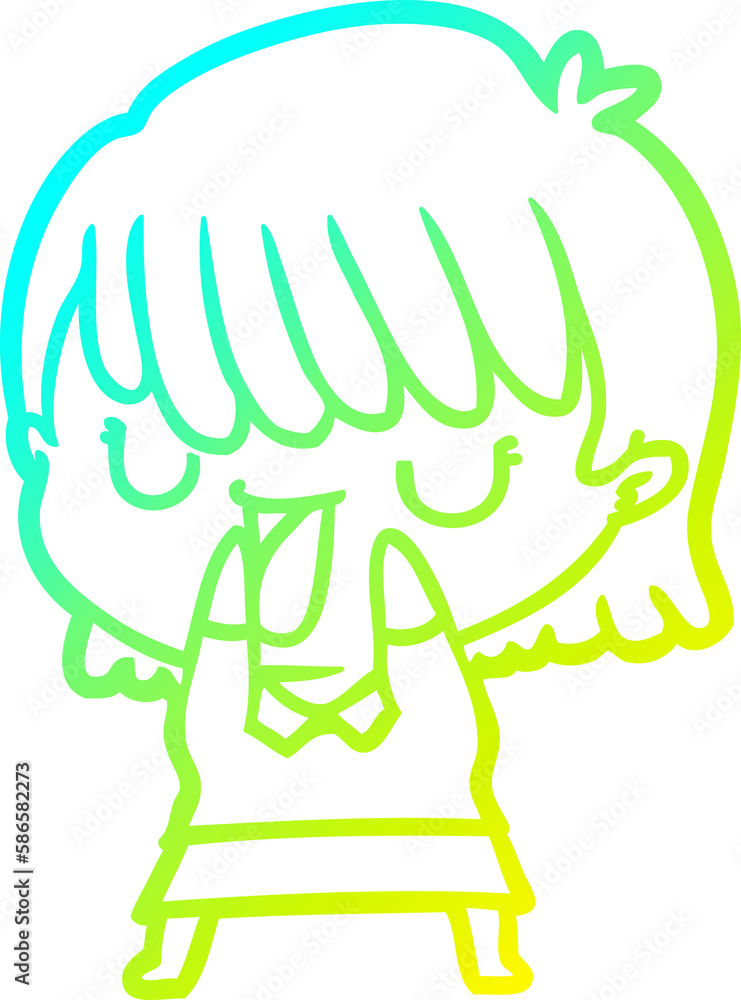 cold gradient line drawing cartoon woman cold gradient line drawing cartoon woman