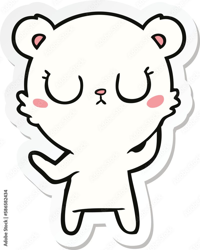 sticker of a peaceful cartoon polar bear sticker of a peaceful cartoon polar bear