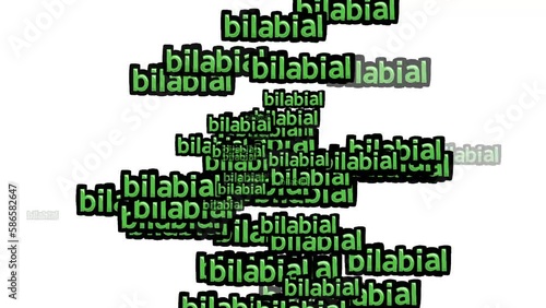 animated video scattered with the words BILABIAL on a white background