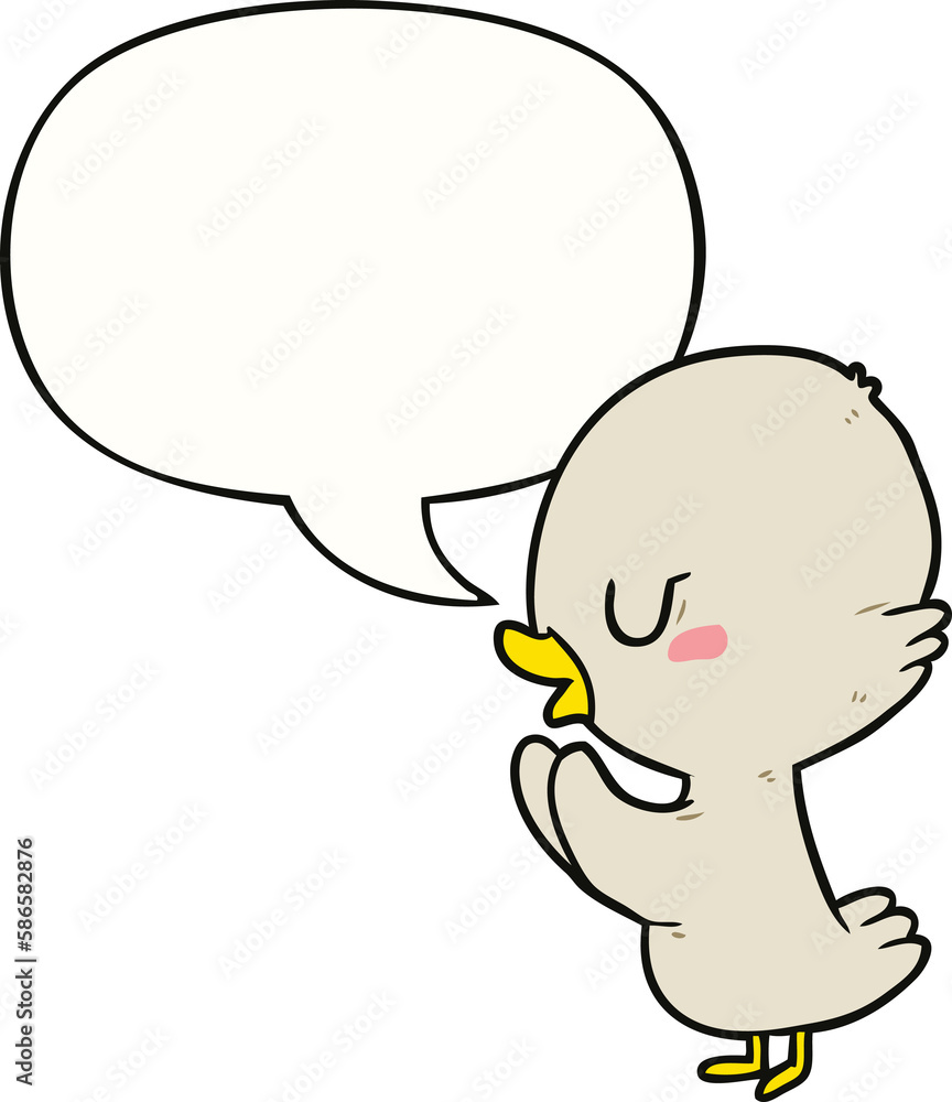 cute cartoon duckling and speech bubble cute cartoon duckling and speech bubble