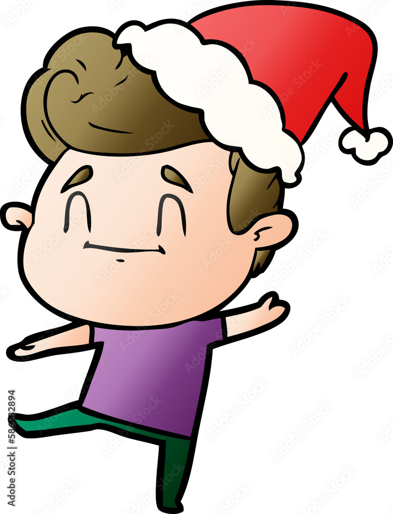 happy gradient cartoon of a man wearing santa hat happy gradient cartoon of a man wearing santa hat