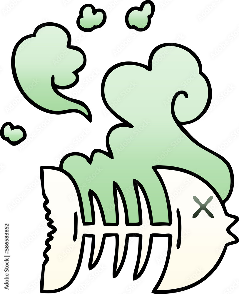 Fototapeta premium quirky gradient shaded cartoon dead fish