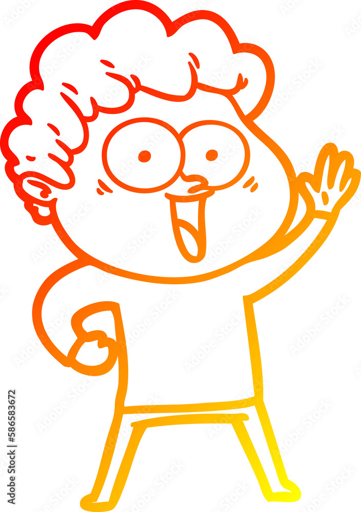 warm gradient line drawing cartoon happy man warm gradient line drawing cartoon happy man