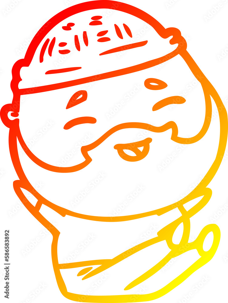 Obraz premium warm gradient line drawing cartoon happy bearded man