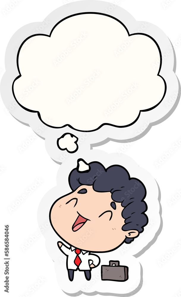 cartoon businessman and thought bubble as a printed sticker cartoon businessman and thought bubble as a printed sticker
