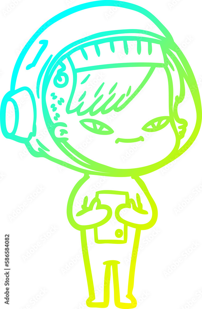 cold gradient line drawing cartoon astronaut woman cold gradient line drawing cartoon astronaut woman