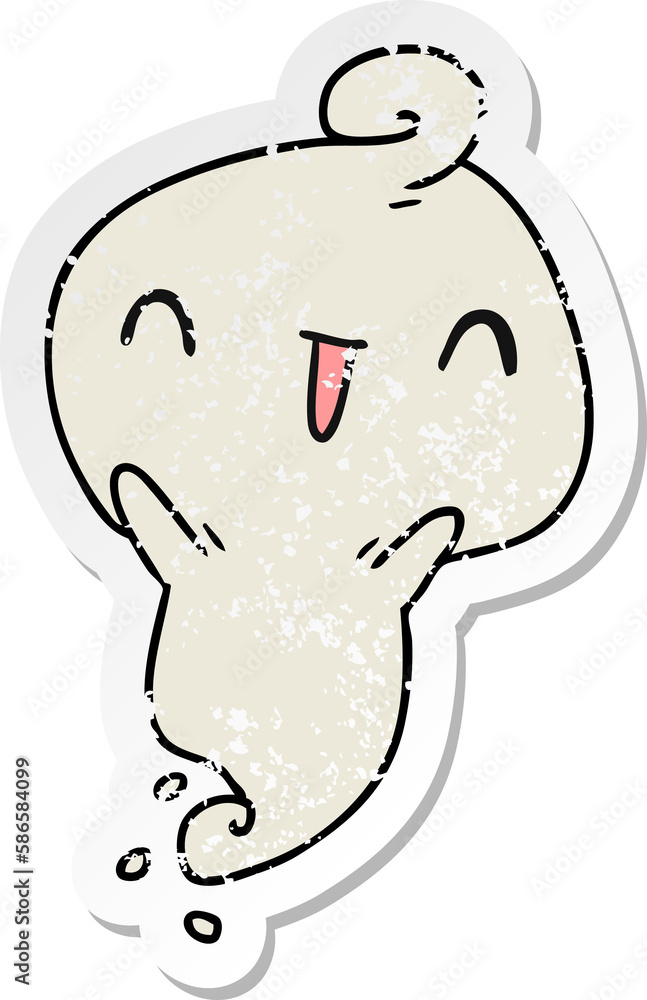 distressed sticker cartoon kawaii cute dead ghost