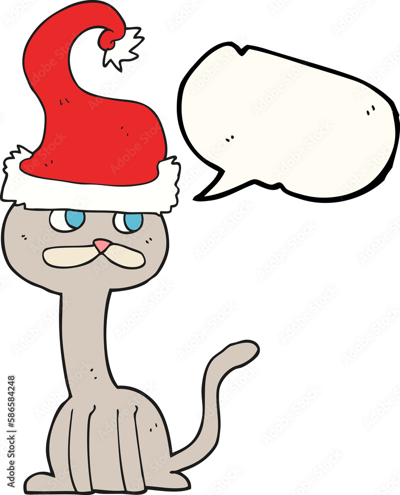 speech bubble cartoon cat wearing christmas hat speech bubble cartoon cat wearing christmas hat
