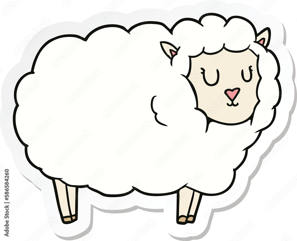 sticker of a cartoon sheep sticker of a cartoon sheep