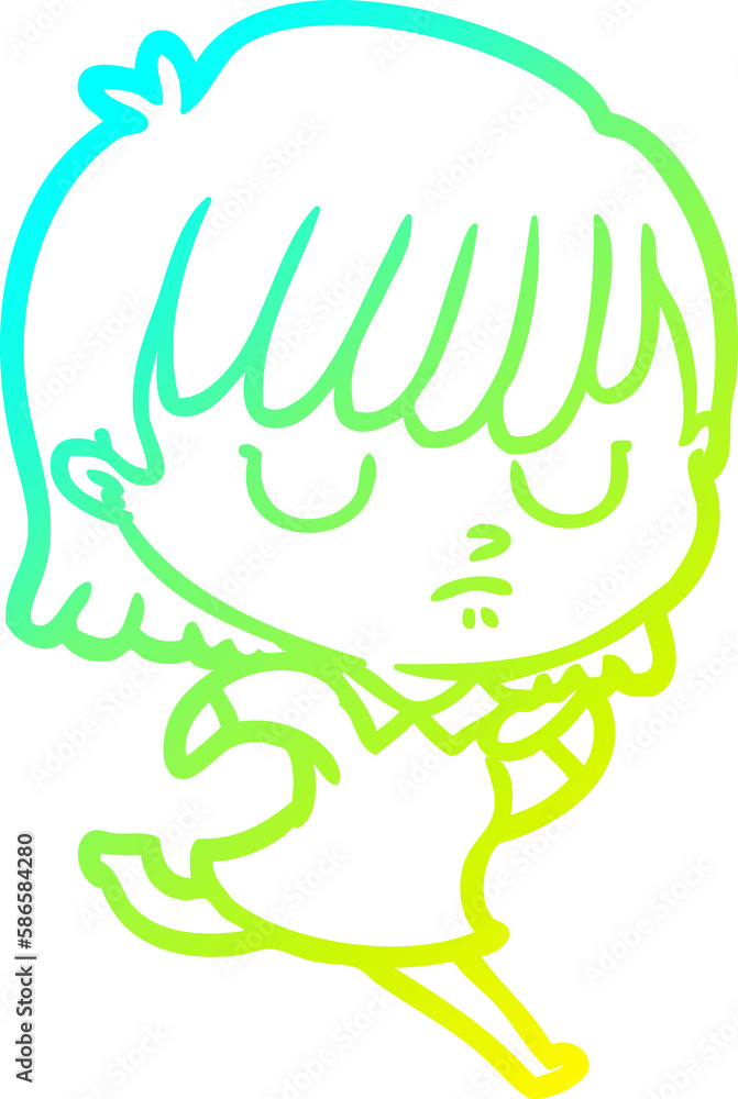 cold gradient line drawing cartoon woman cold gradient line drawing cartoon woman