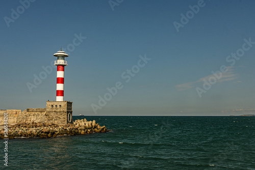 A lighthouse close to the Black sea coast in Burgas, Bulgaria