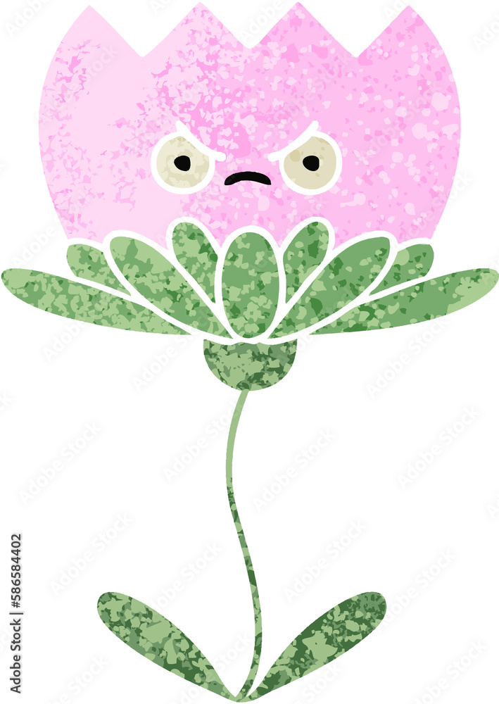 retro illustration style cartoon flower retro illustration style cartoon flower