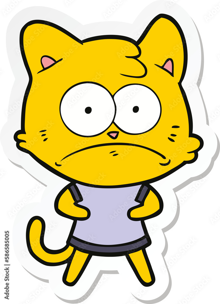 sticker of a cartoon nervous cat sticker of a cartoon nervous cat
