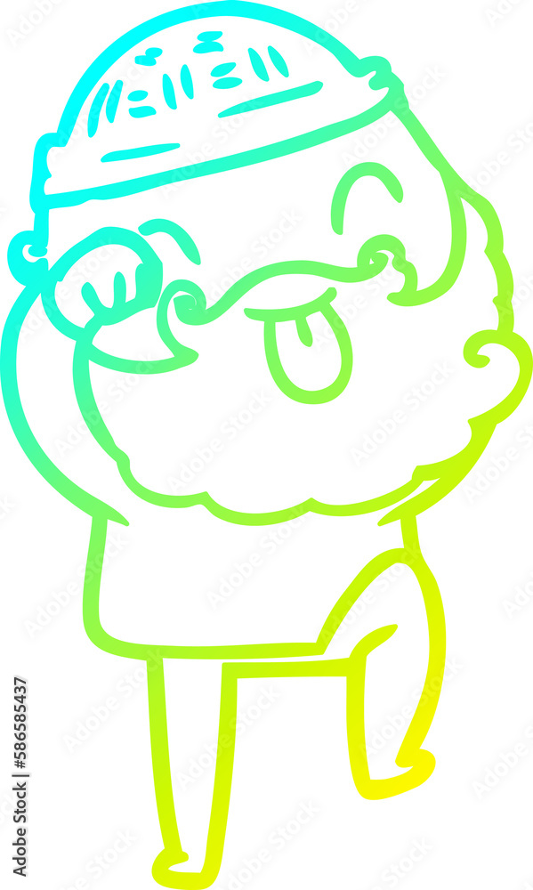 cold gradient line drawing man with beard sticking out tongue cold gradient line drawing man with beard sticking out tongue