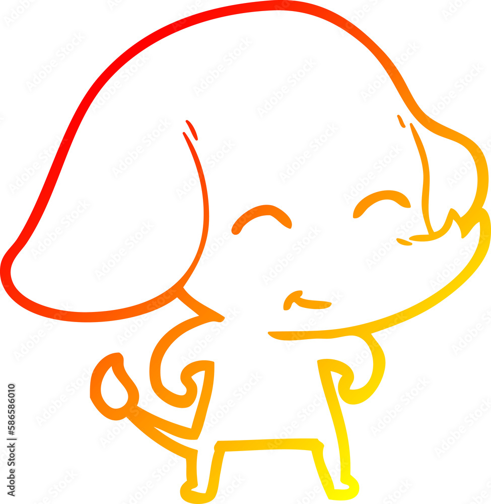 warm gradient line drawing cute cartoon elephant warm gradient line drawing cute cartoon elephant