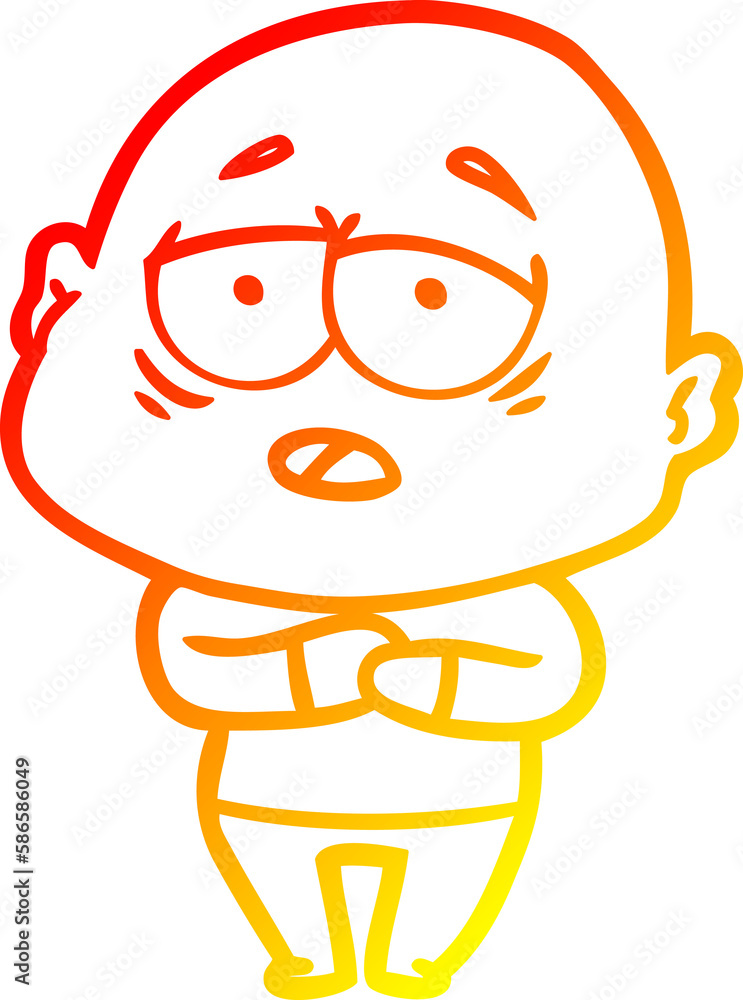 warm gradient line drawing cartoon tired bald man warm gradient line drawing cartoon tired bald man