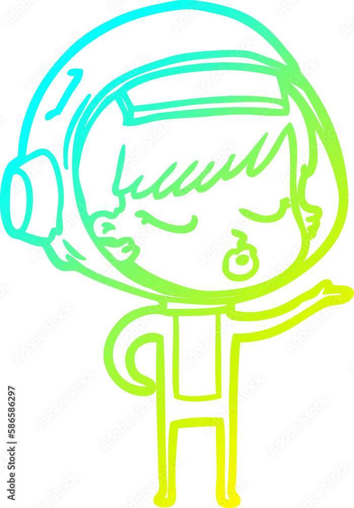 cold gradient line drawing cartoon pretty astronaut girl cold gradient line drawing cartoon pretty astronaut girl