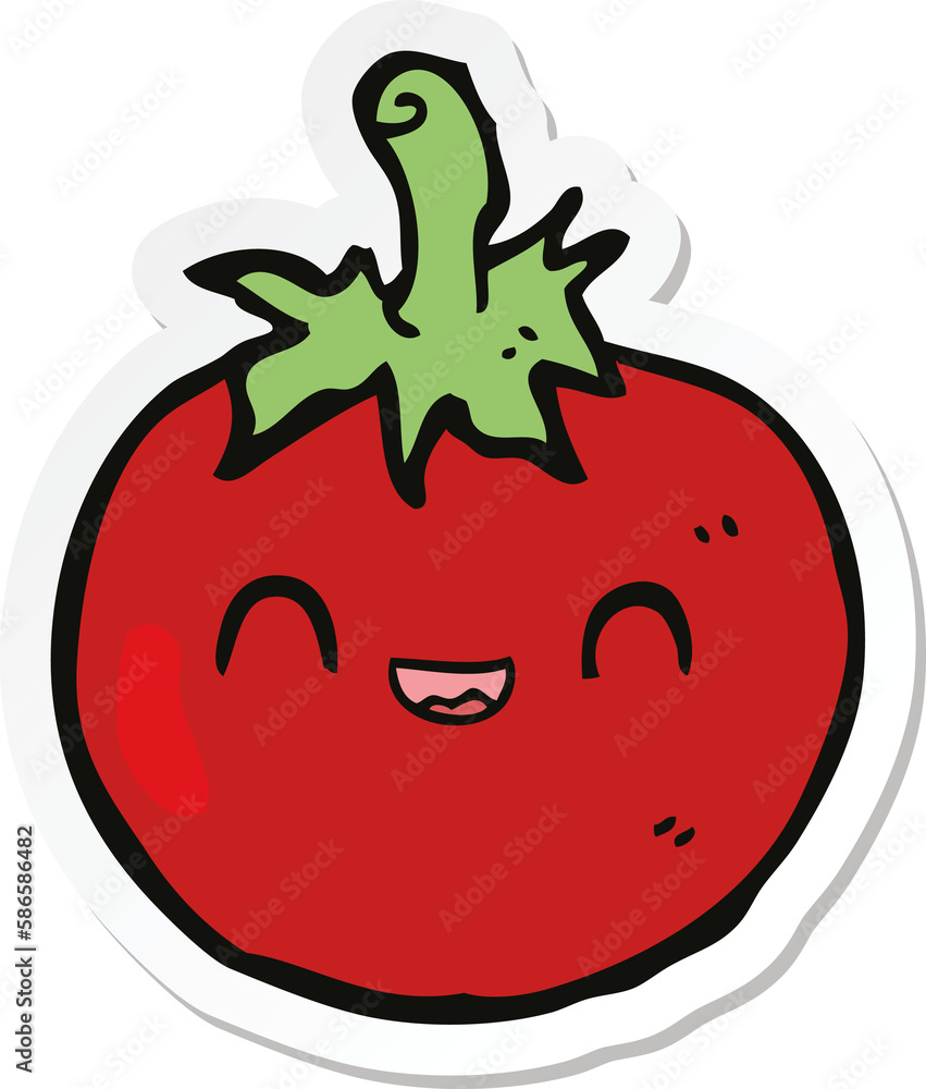 sticker of a cute cartoon tomato sticker of a cute cartoon tomato