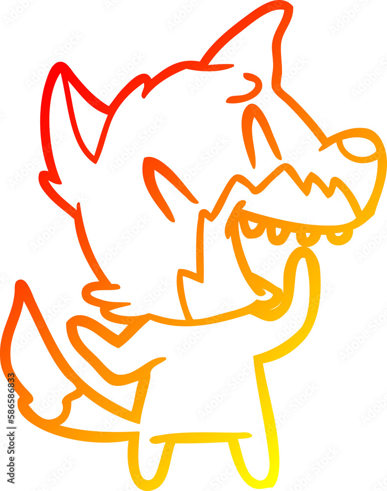 warm gradient line drawing laughing fox cartoon warm gradient line drawing laughing fox cartoon