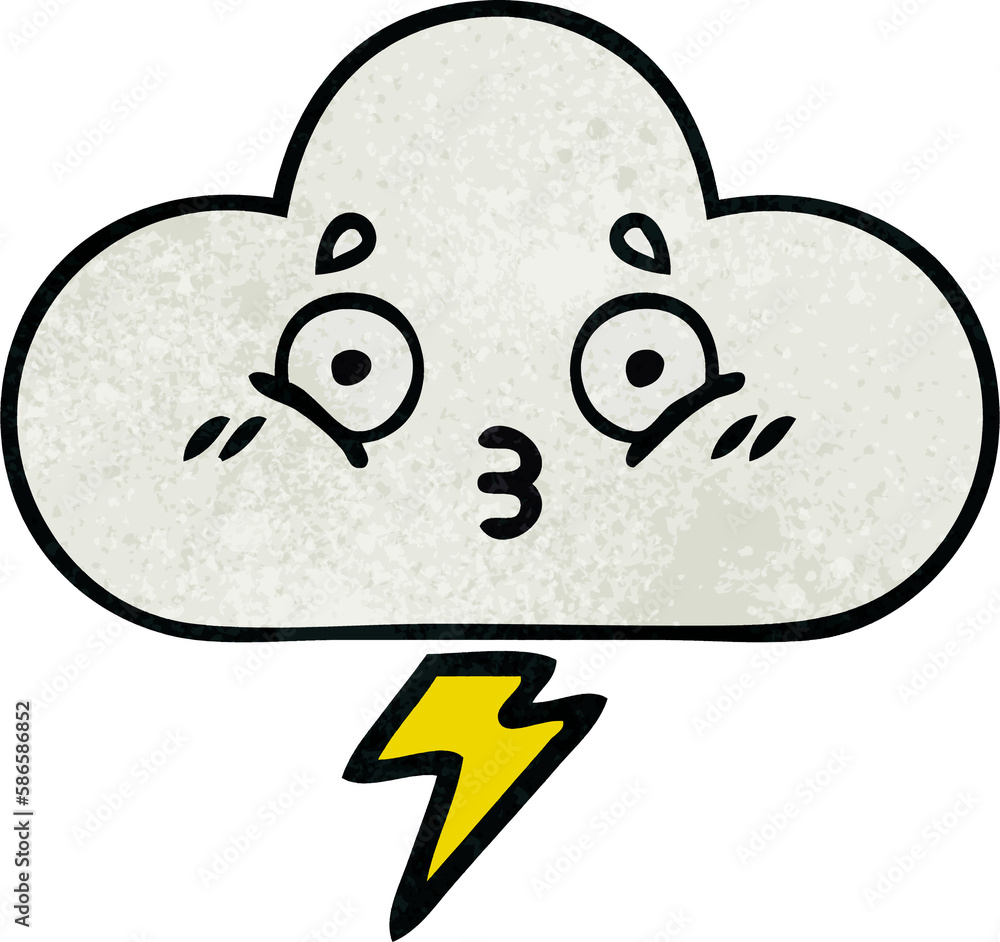 retro grunge texture cartoon thunder cloud retro grunge texture cartoon thunder cloud