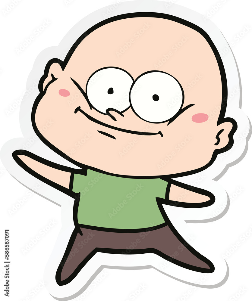 sticker of a cartoon bald man staring sticker of a cartoon bald man staring