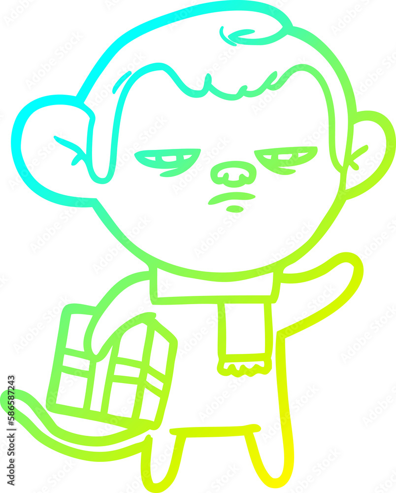 cold gradient line drawing cartoon monkey cold gradient line drawing cartoon monkey