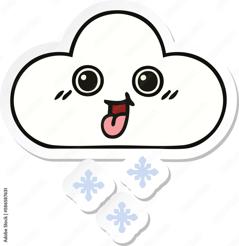 sticker of a cute cartoon snow cloud sticker of a cute cartoon snow cloud