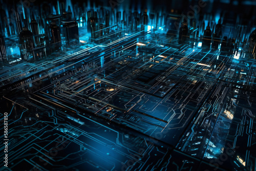 Futuristic Circuit Board Dreamscape (AI Generated)
