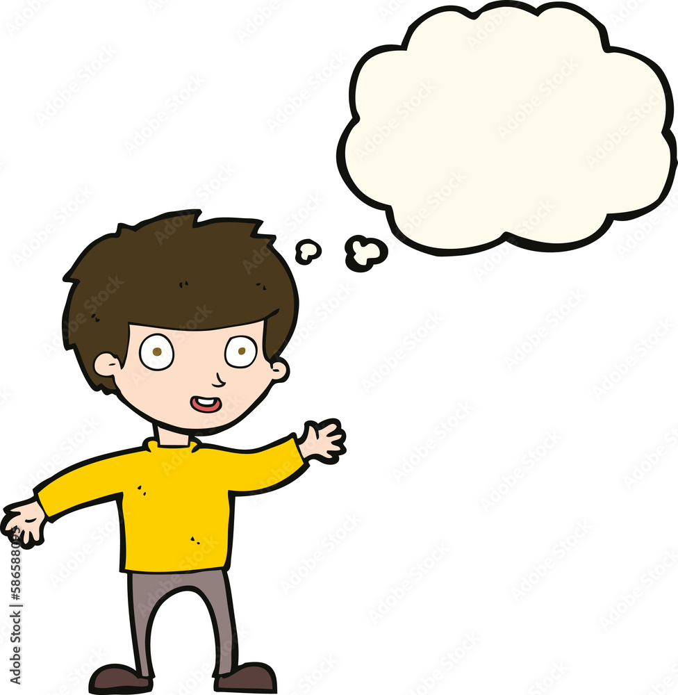 cartoon happy boy with thought bubble cartoon happy boy with thought bubble