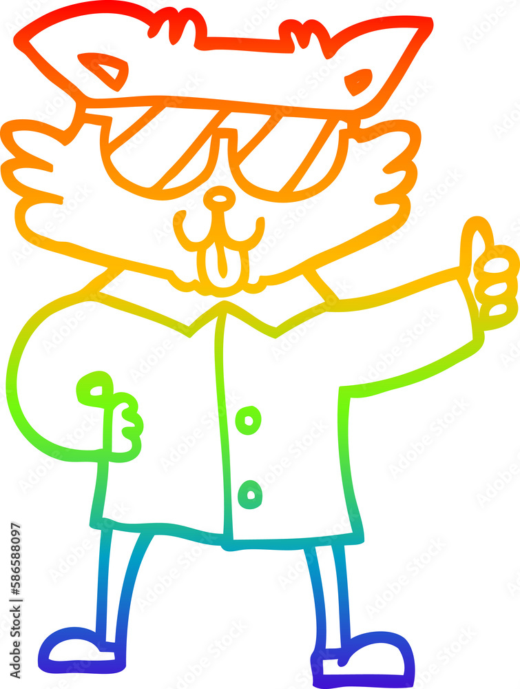 rainbow gradient line drawing cartoon cool cat rainbow gradient line drawing cartoon cool cat