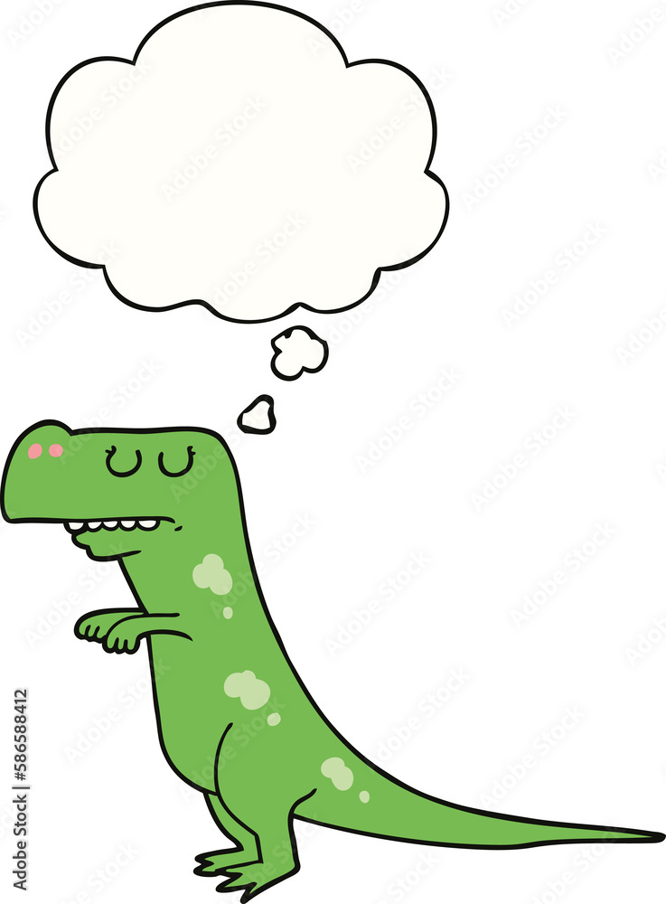 Fototapeta premium cartoon dinosaur and thought bubble