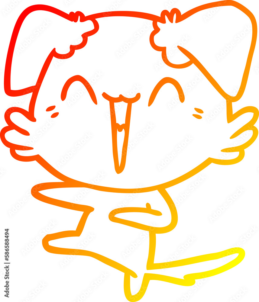 warm gradient line drawing happy dancing dog cartoon warm gradient line drawing happy dancing dog cartoon