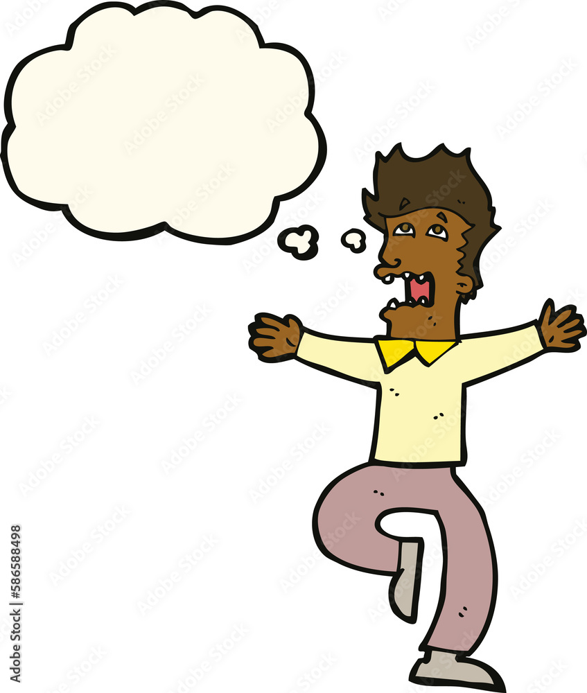 cartoon terrified man with thought bubble cartoon terrified man with thought bubble