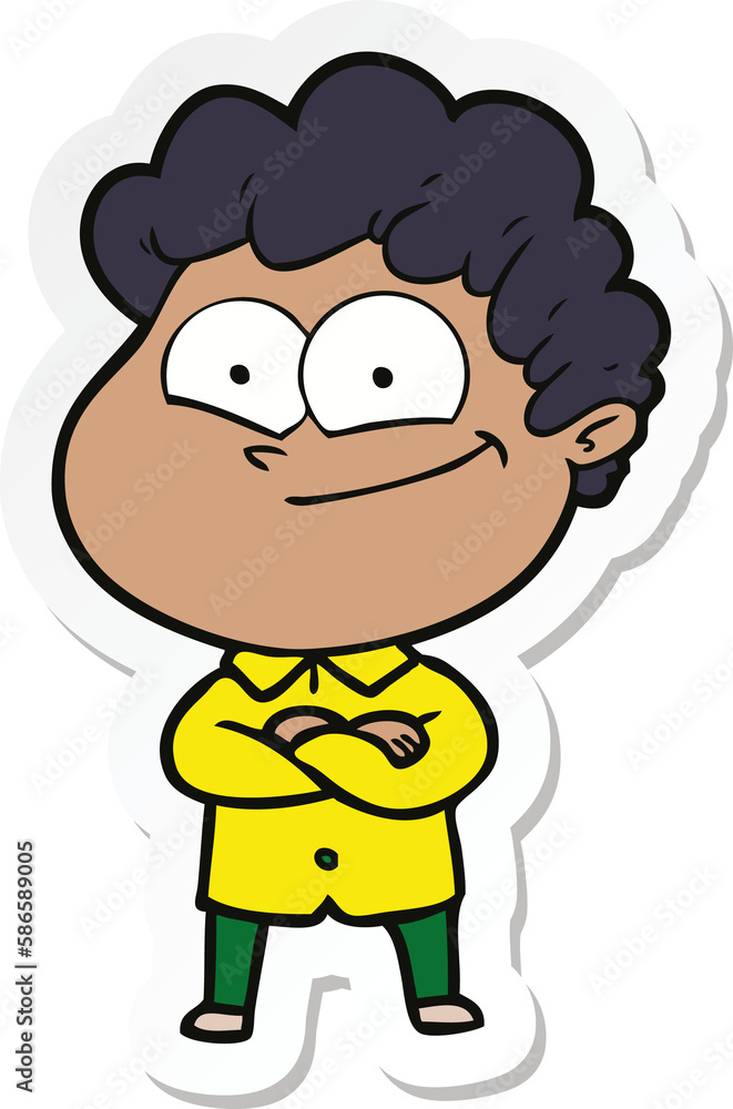 sticker of a cartoon happy man sticker of a cartoon happy man