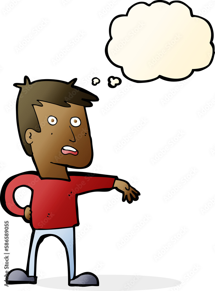 cartoon man making camp gesture with thought bubble cartoon man making camp gesture with thought bubble