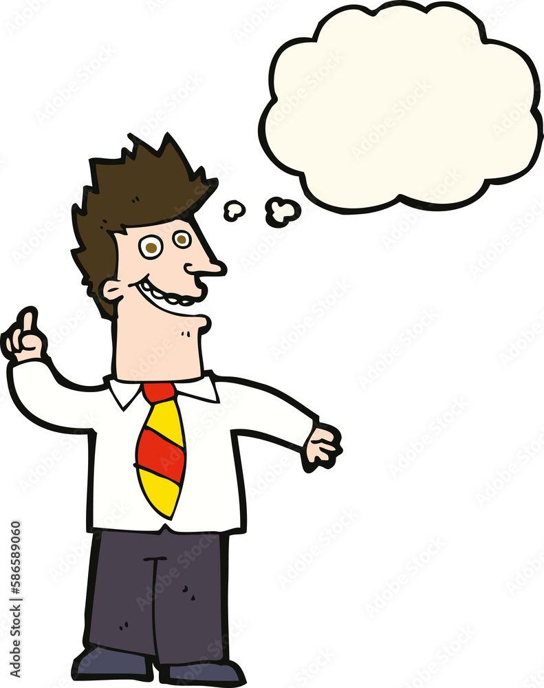 cartoon man with good idea with thought bubble cartoon man with good idea with thought bubble