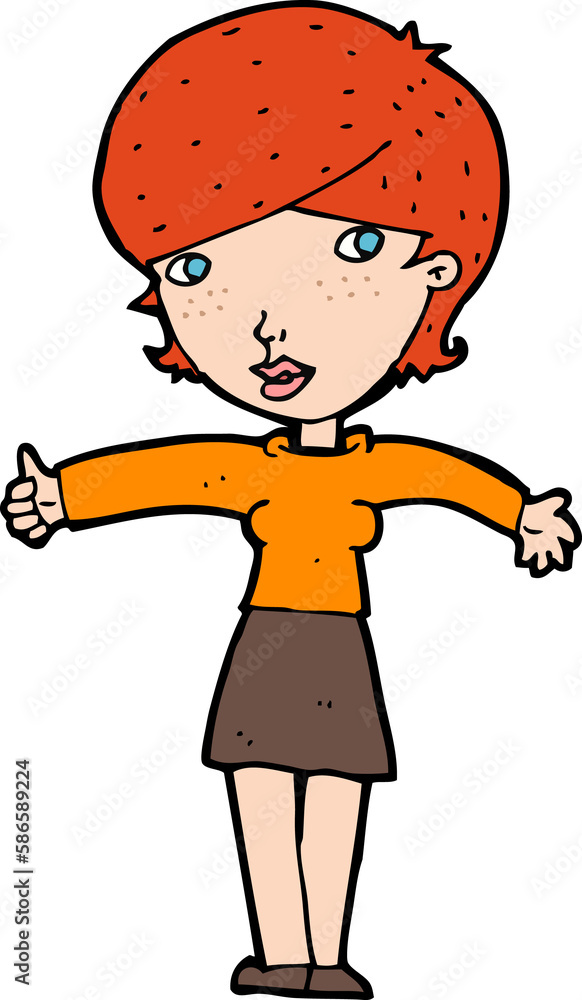 cartoon woman giving thumbs up symbol cartoon woman giving thumbs up symbol