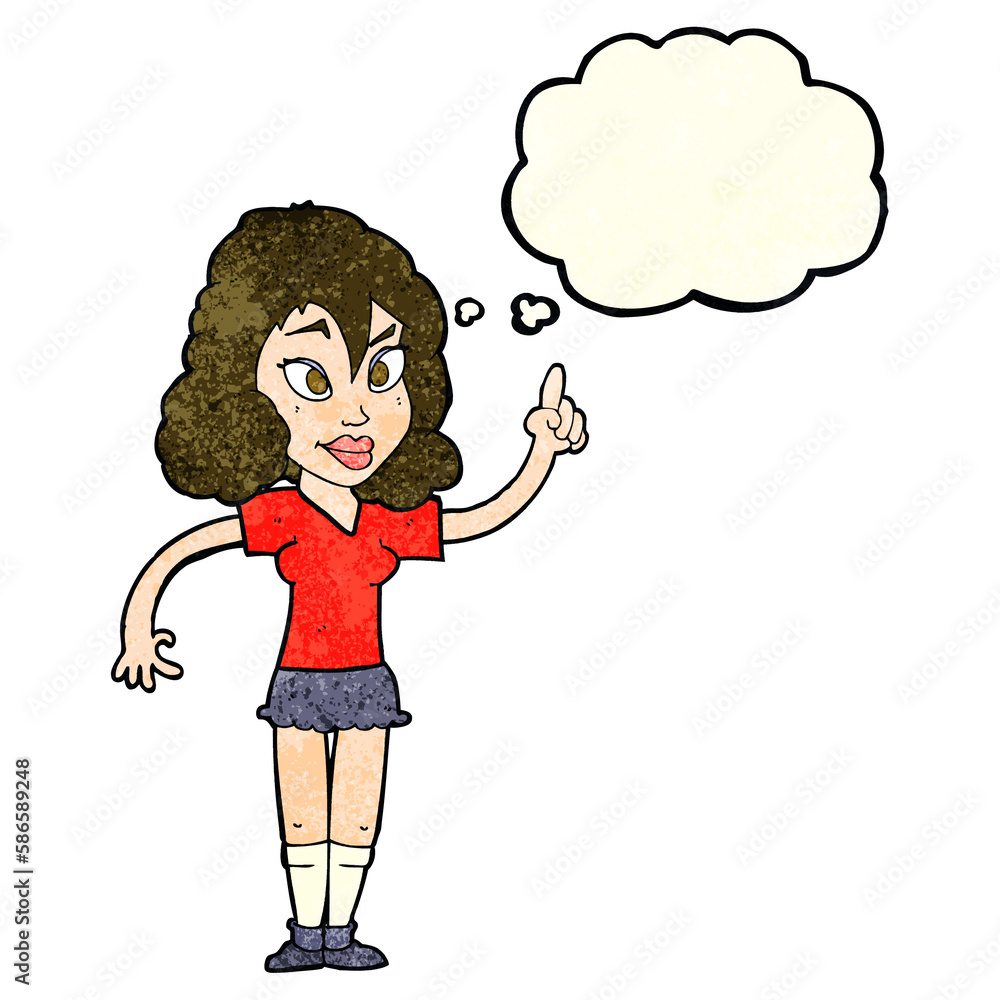 cartoon pretty woman with idea with thought bubble cartoon pretty woman with idea with thought bubble