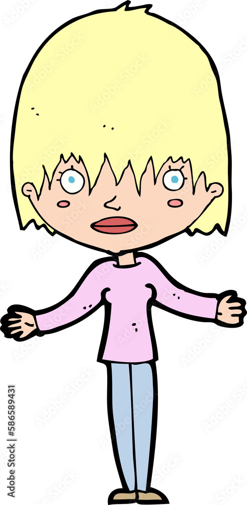 cartoon woman shrugging shoulders cartoon woman shrugging shoulders