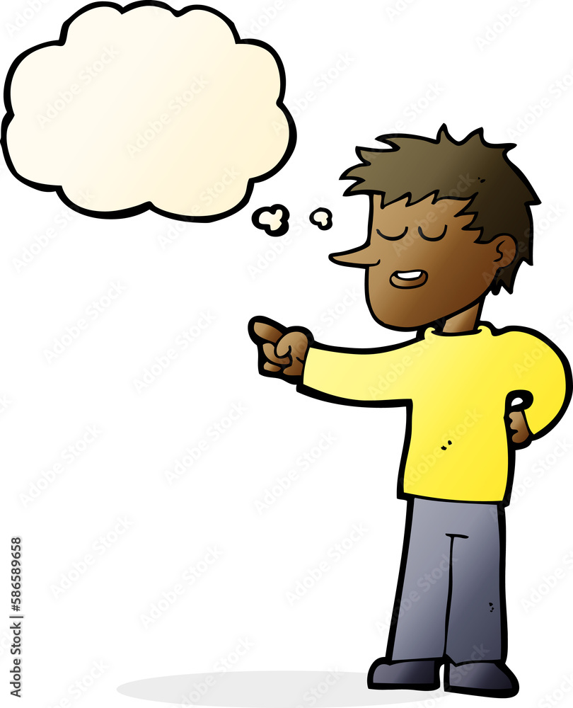 cartoon man pointing with thought bubble cartoon man pointing with thought bubble