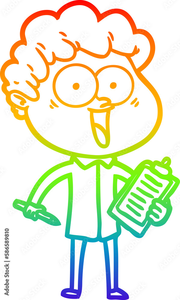 rainbow gradient line drawing cartoon happy man rainbow gradient line drawing cartoon happy man