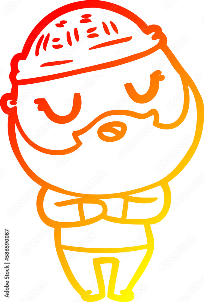 warm gradient line drawing cute cartoon man with beard warm gradient line drawing cute cartoon man with beard
